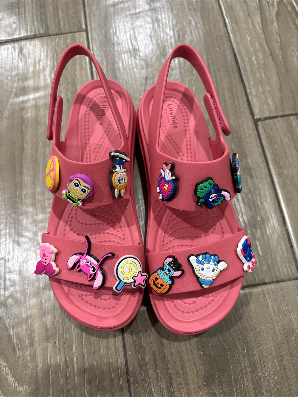 CROCS Pink Sandal with Character Jibbitz Charms